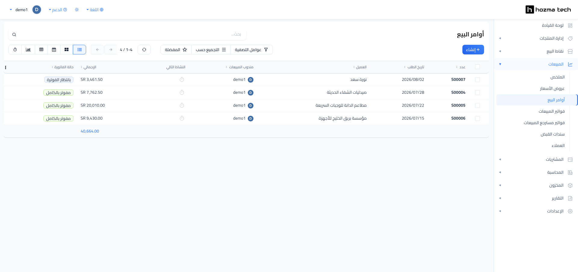 قائمة أوامر البيع